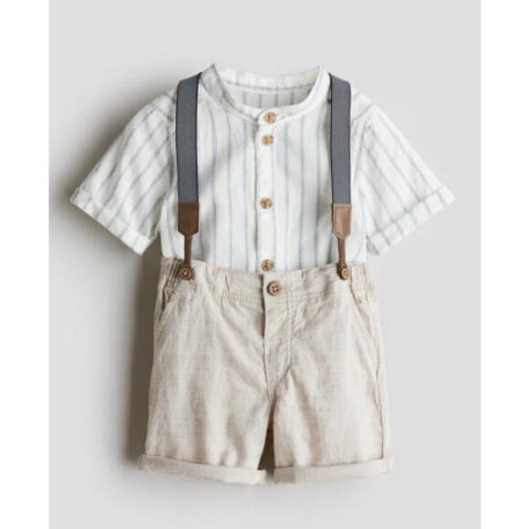 H&M 12-18m Two Piece Set with Suspenders - Picture 1 of 4